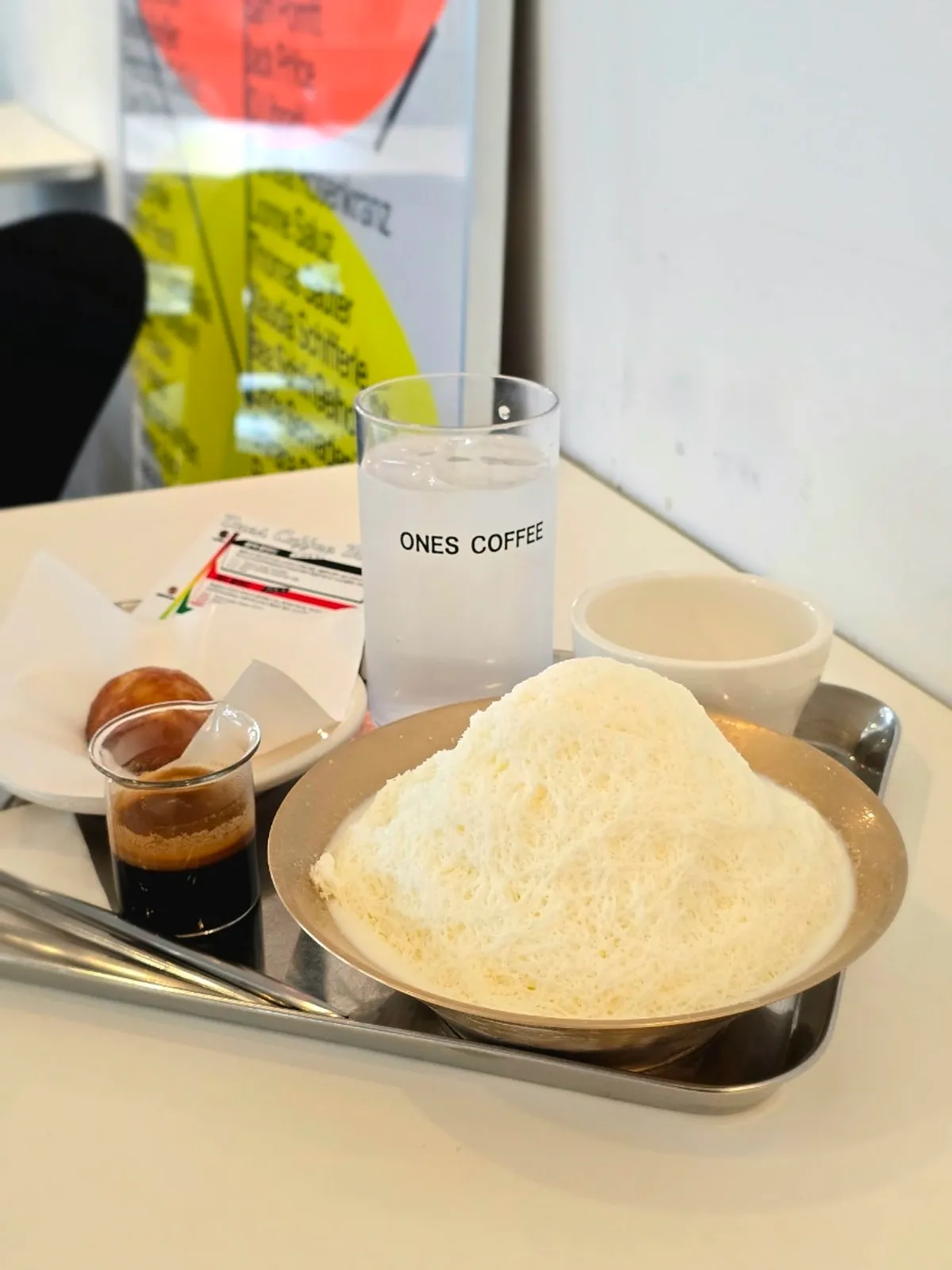 Snowflake milk bingsu and iced americano at Wonz Coffee Main Branch