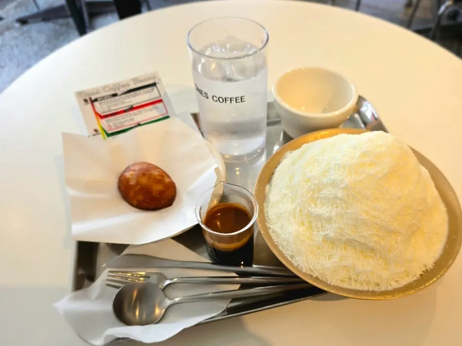 Ordered coffee and dessert on the table