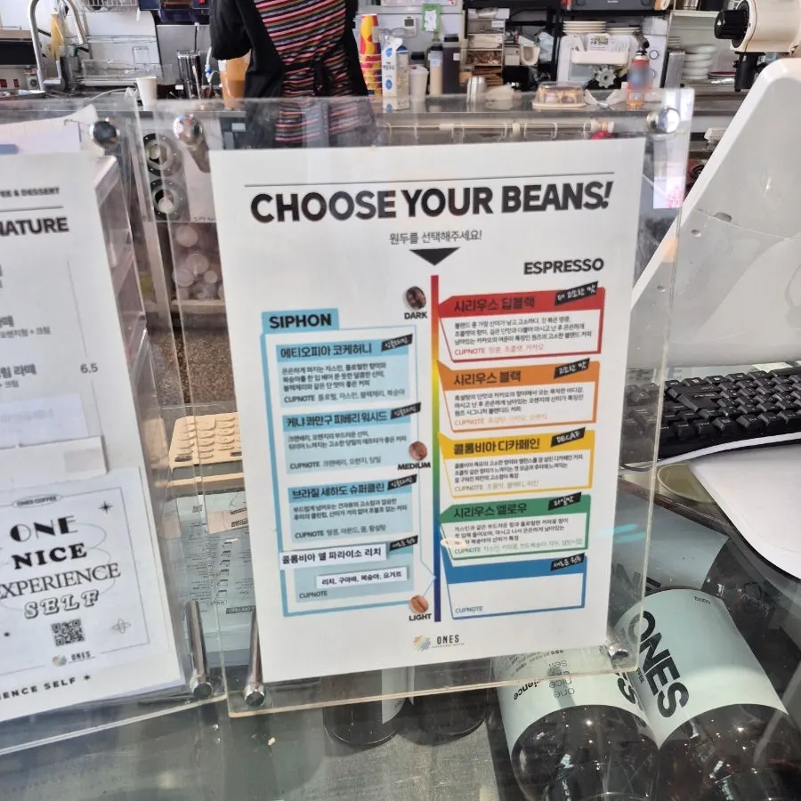 Wonz Coffee drink menu board