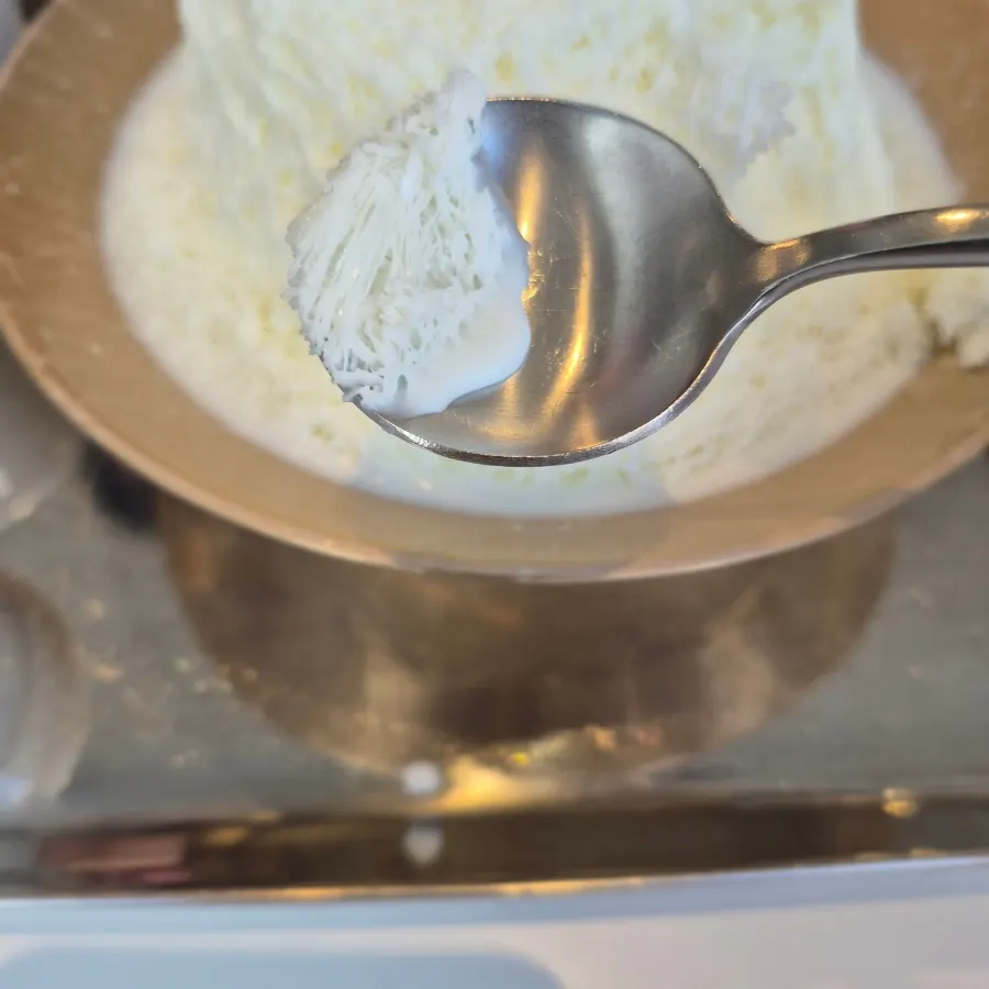 Milk bingsu with finely shaved ice