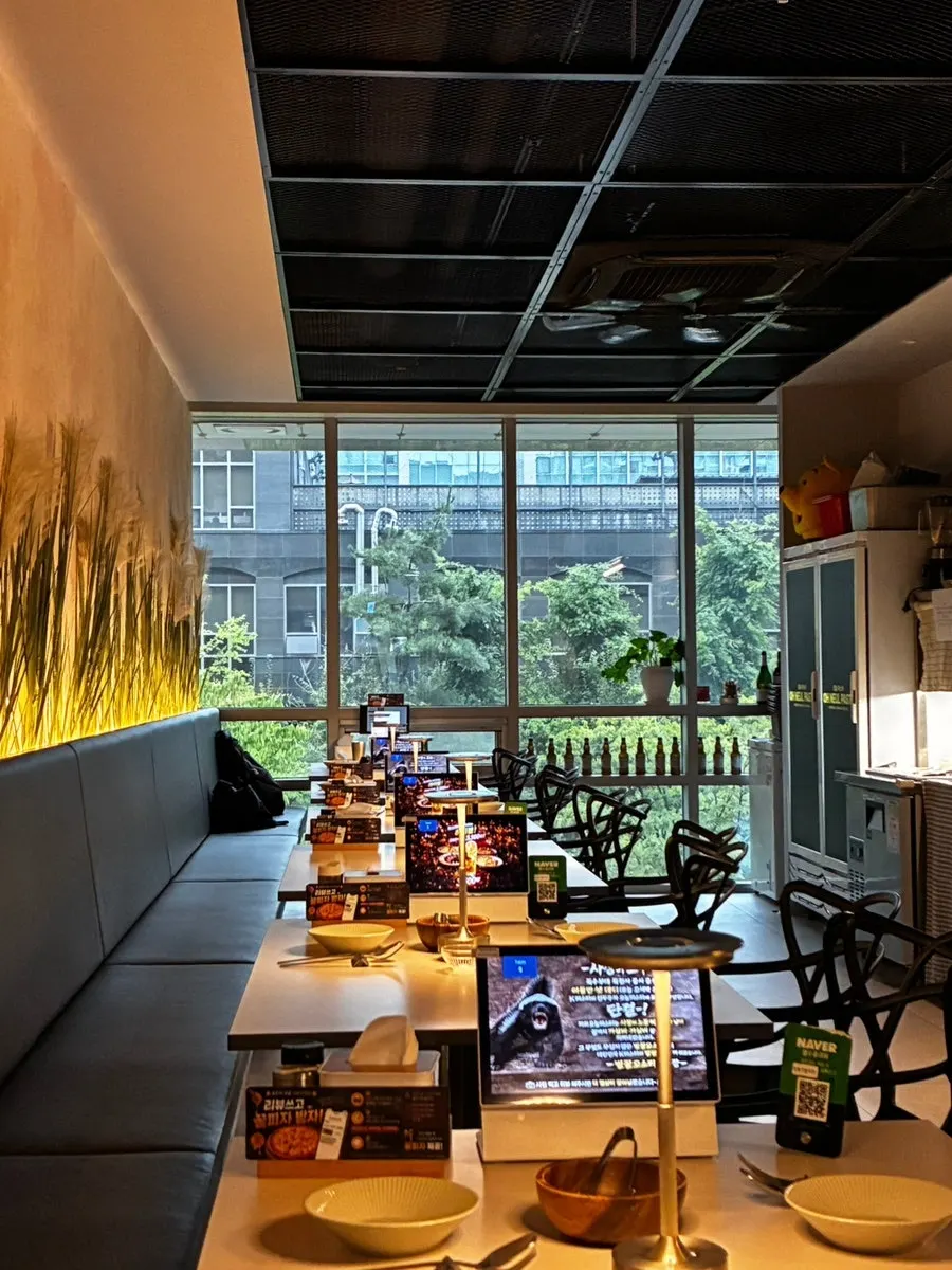 Interior of Oneul Pasta Magok Branch with rows of 4-person tables