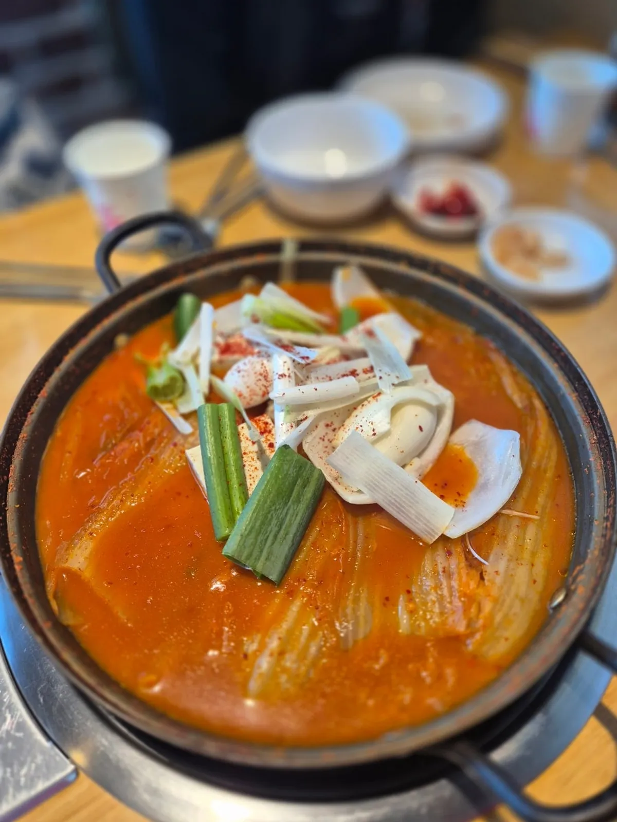 Three servings of kimchi jjigae at Oneuldo Utja Chowol