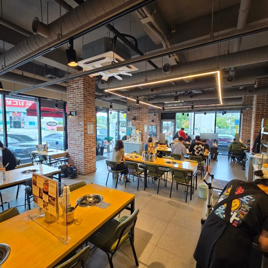Interior seating with generous table spacing