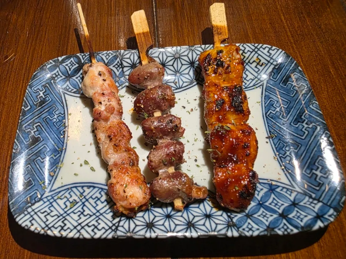 Kirin draft beer served with yakitori