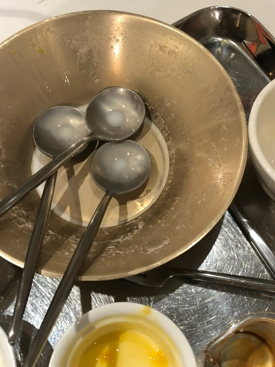 An emptied bingsu bowl