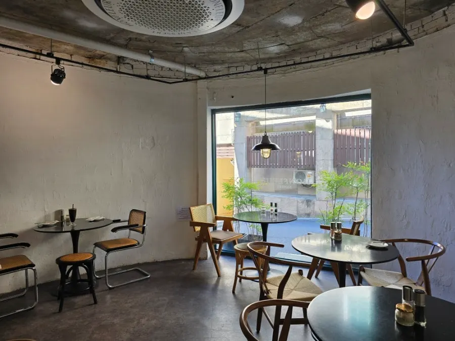 Café interior with a Normandy coast concept