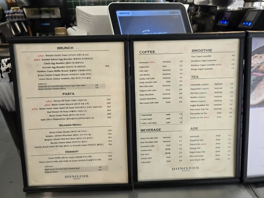 Ongfleur's brunch menu