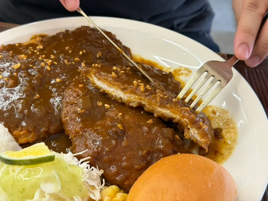 Thin, large pork cutlet fried crisp