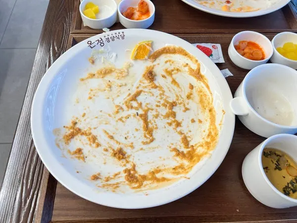 Nearly empty pork cutlet plate