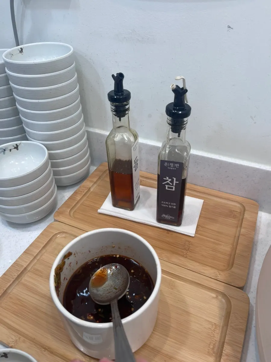 Self-serve bar with shabu ingredients and sauces