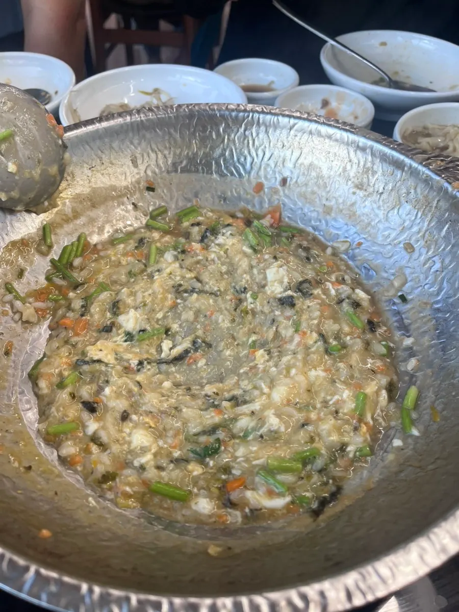 Bowl of kalguksu noodles soaked in the broth