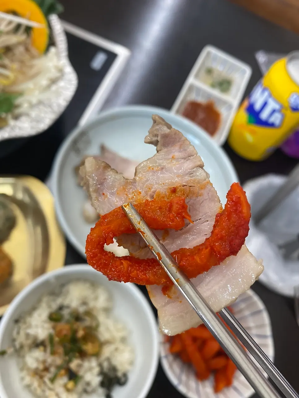 The small bossam ordered alongside the shabu-shabu