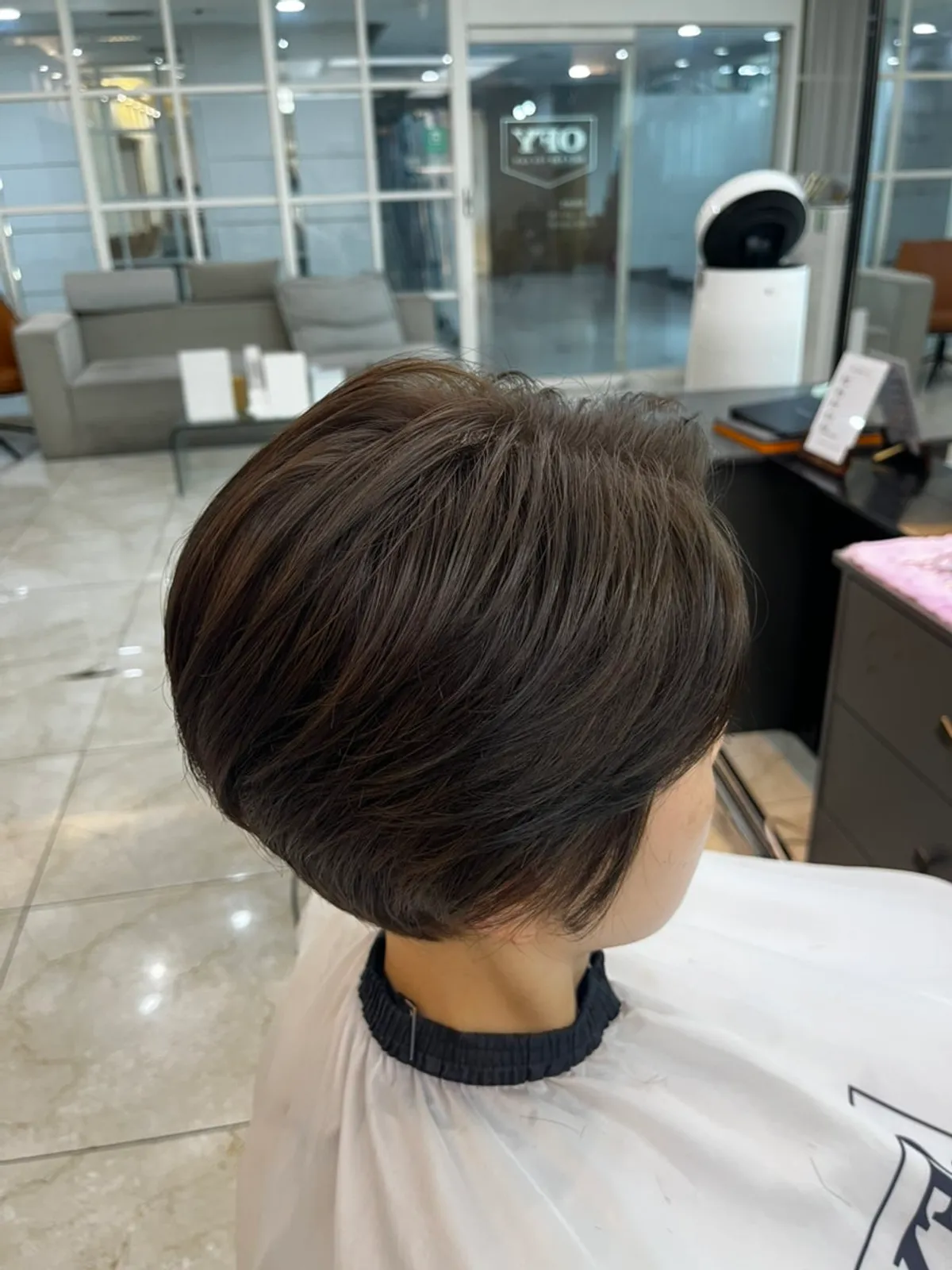 Finished short cut with ash brown dye