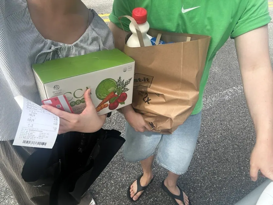 Full basket of purchased items taken home