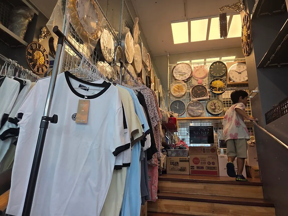 Clothing section hanging in the On Saenghwal store