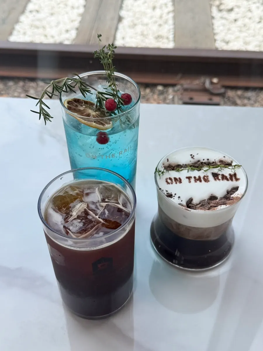 On the Rail's interior decor evoking railways and travel