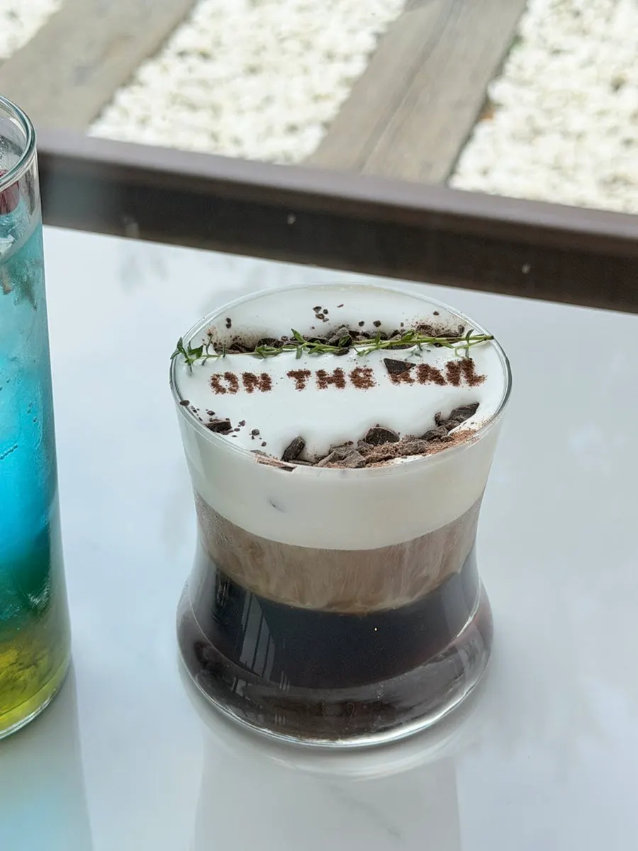 Drinks set up on the café table