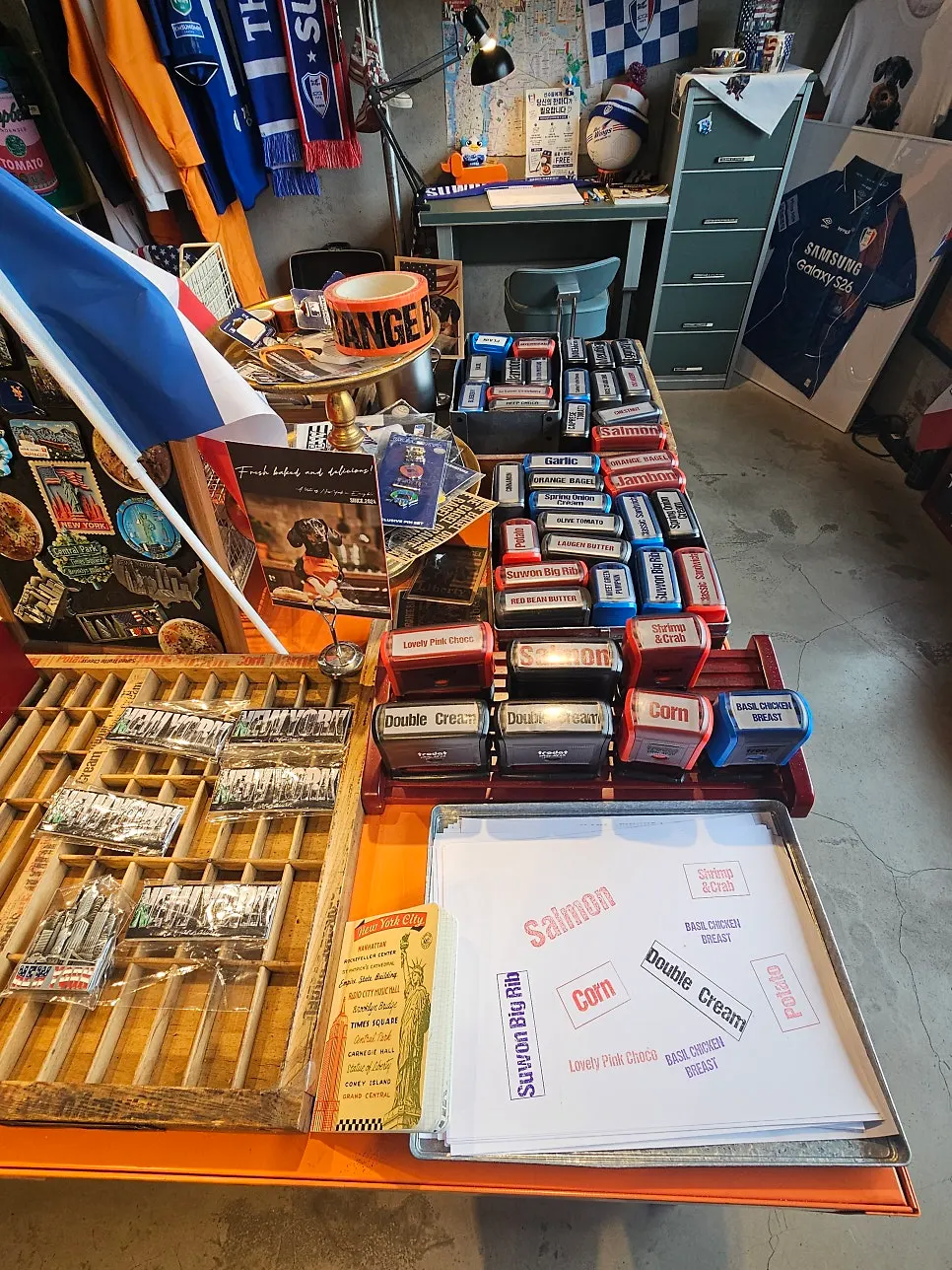 Goods display corner at Orange Bagel