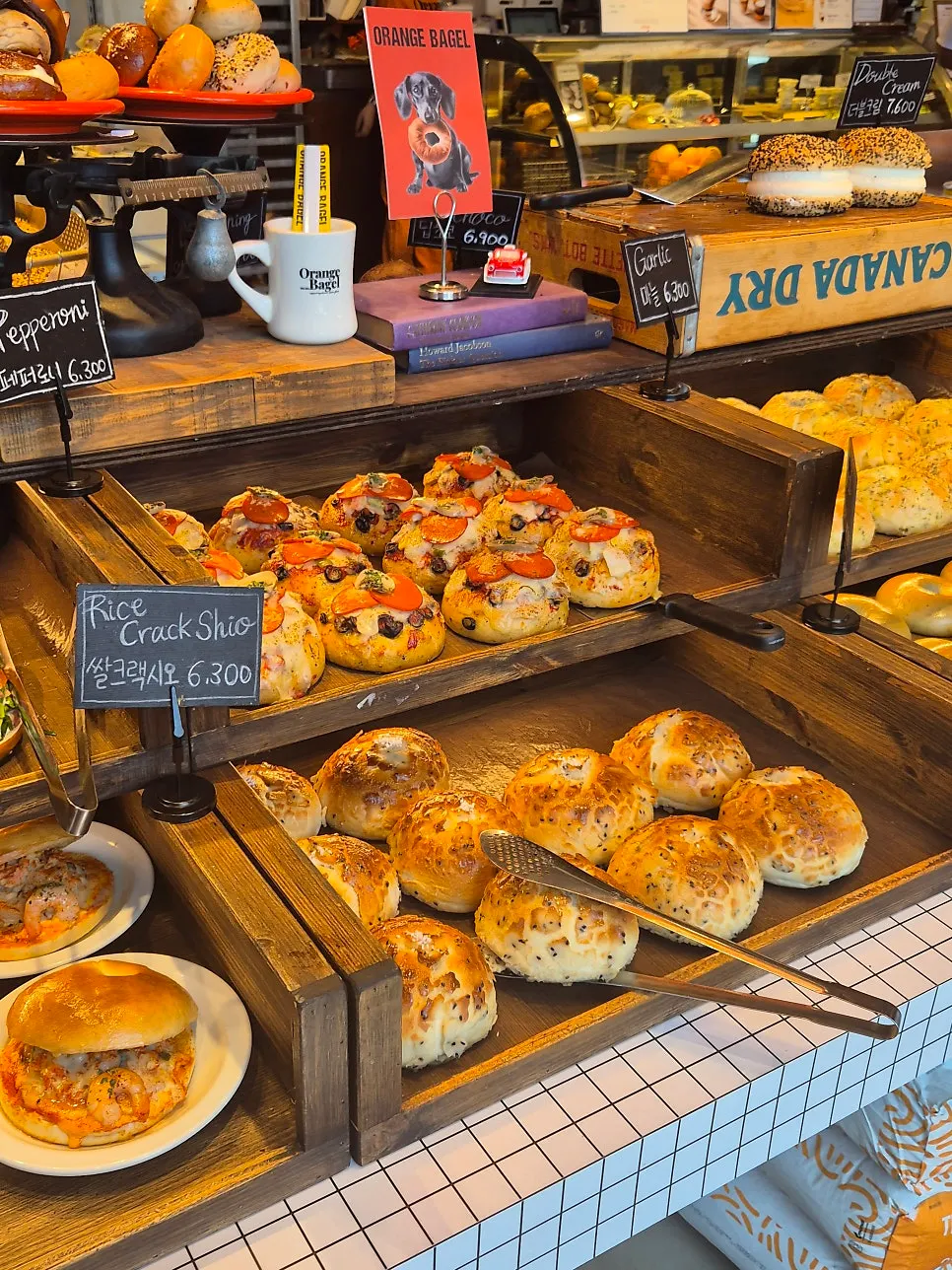 Mocha bun and sweet bagel display corner