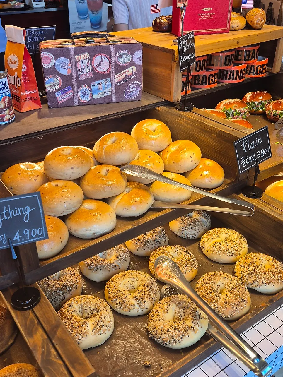 Bagel case filled with many varieties