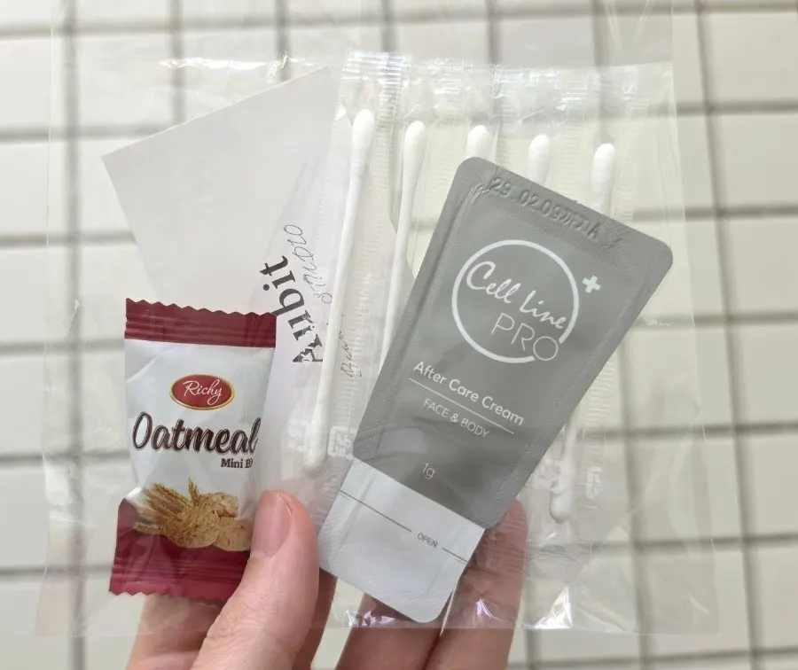 Cotton swabs and recovery cream for aftercare
