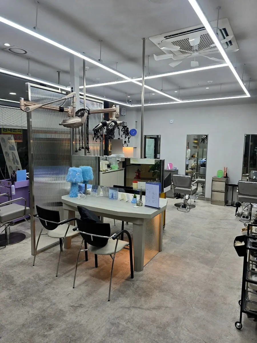Toned-down, modern salon interior