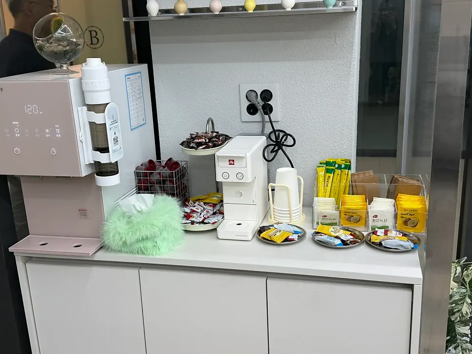 음료와 함께 나온 간단한 다과