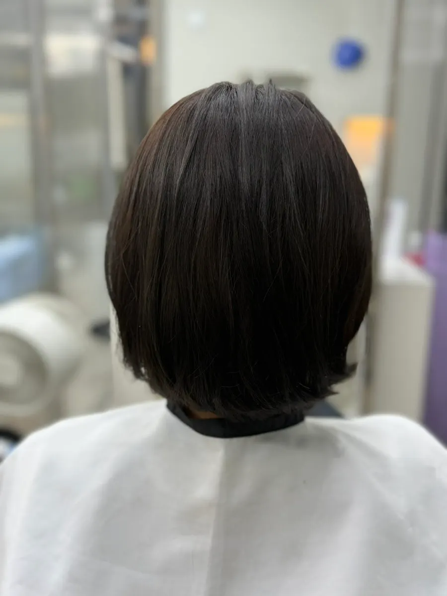 The tone-down dye result seen in natural light