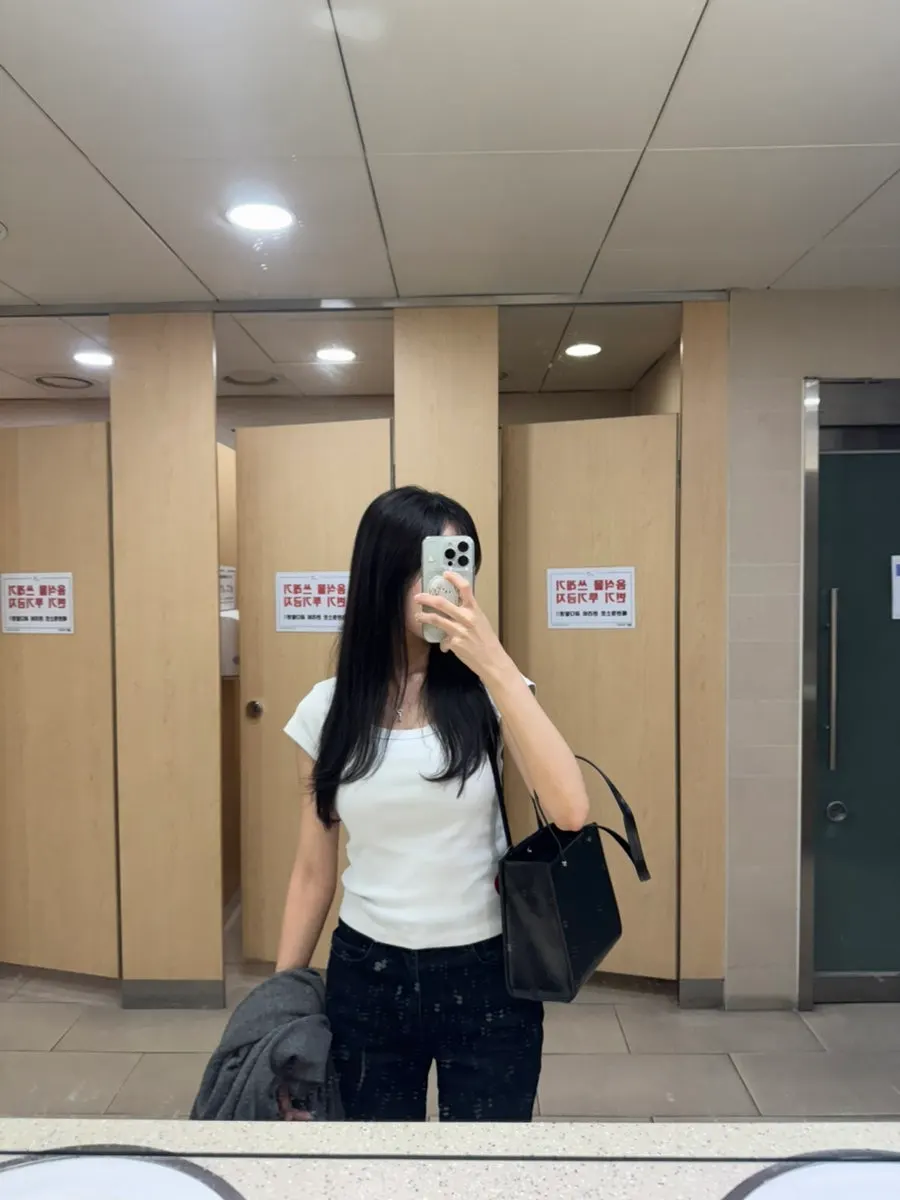In front of the mirror after the treatment