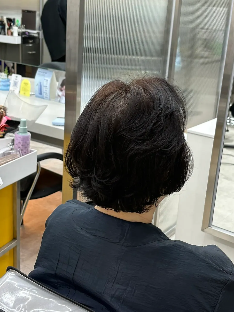 Before and after comparison of the setting perm