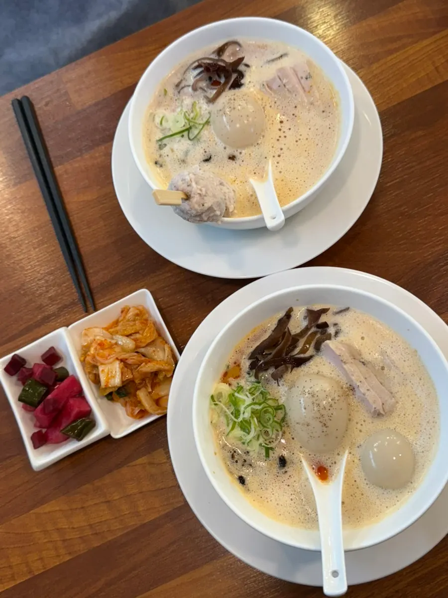 Ramen topped with the added tsukune chashu