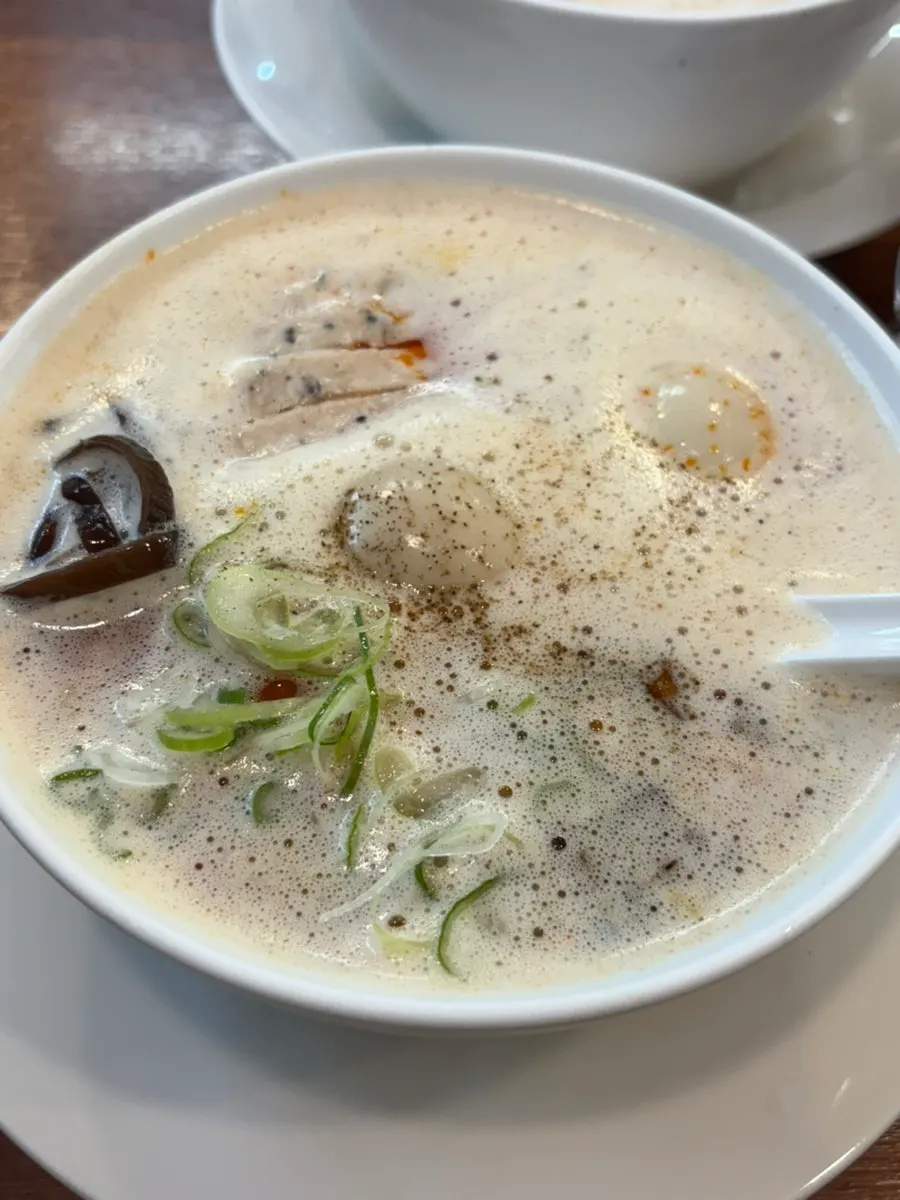 Bowl of chicken-broth karai paitan ramen