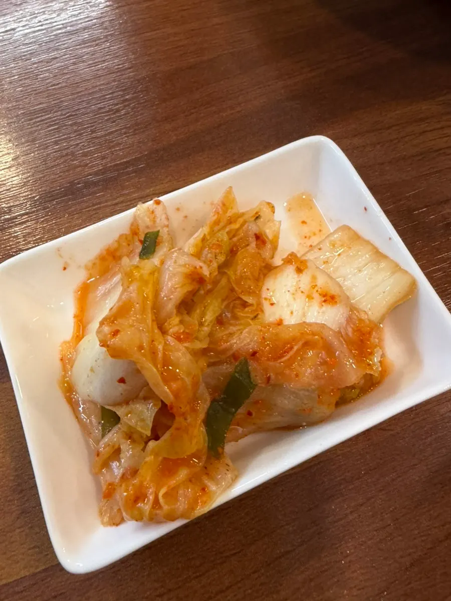 Crunchy spicy kimchi served alongside the ramen