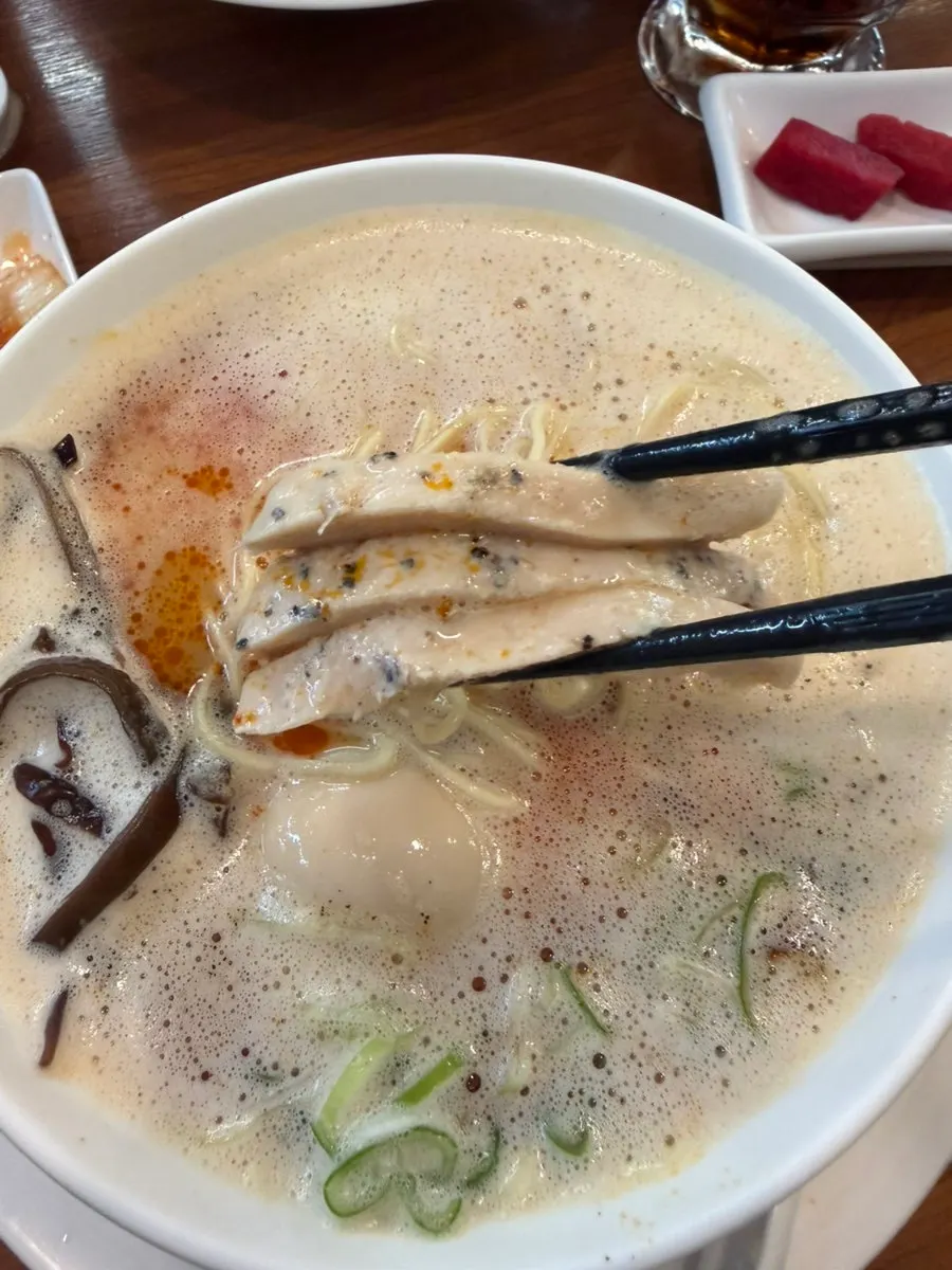 Karai paitan broth turned spicy red after mixing
