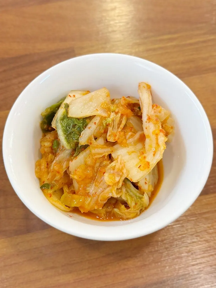 Domestic seasoned kimchi served as a side dish
