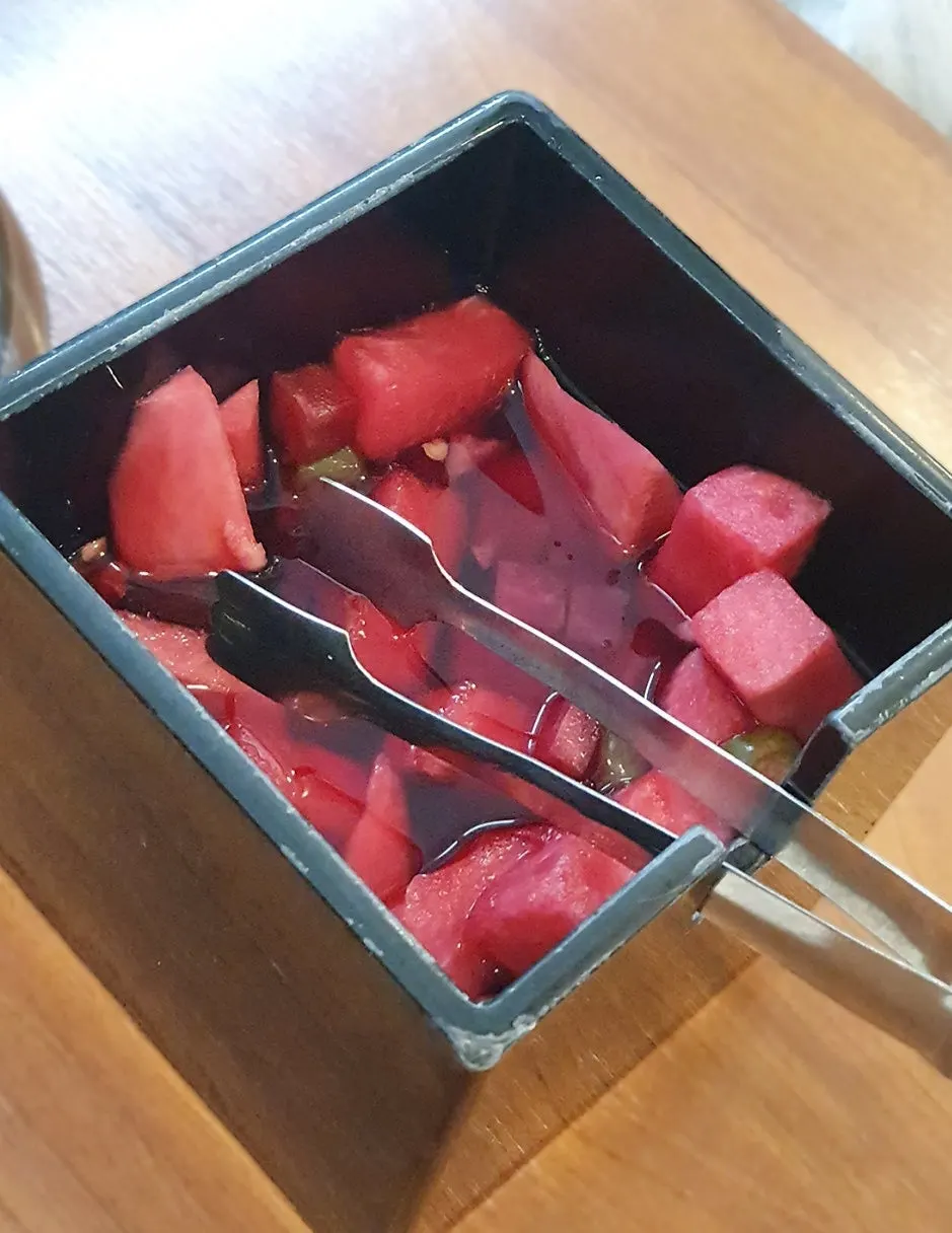 Tangy pickled radish side dish with chili
