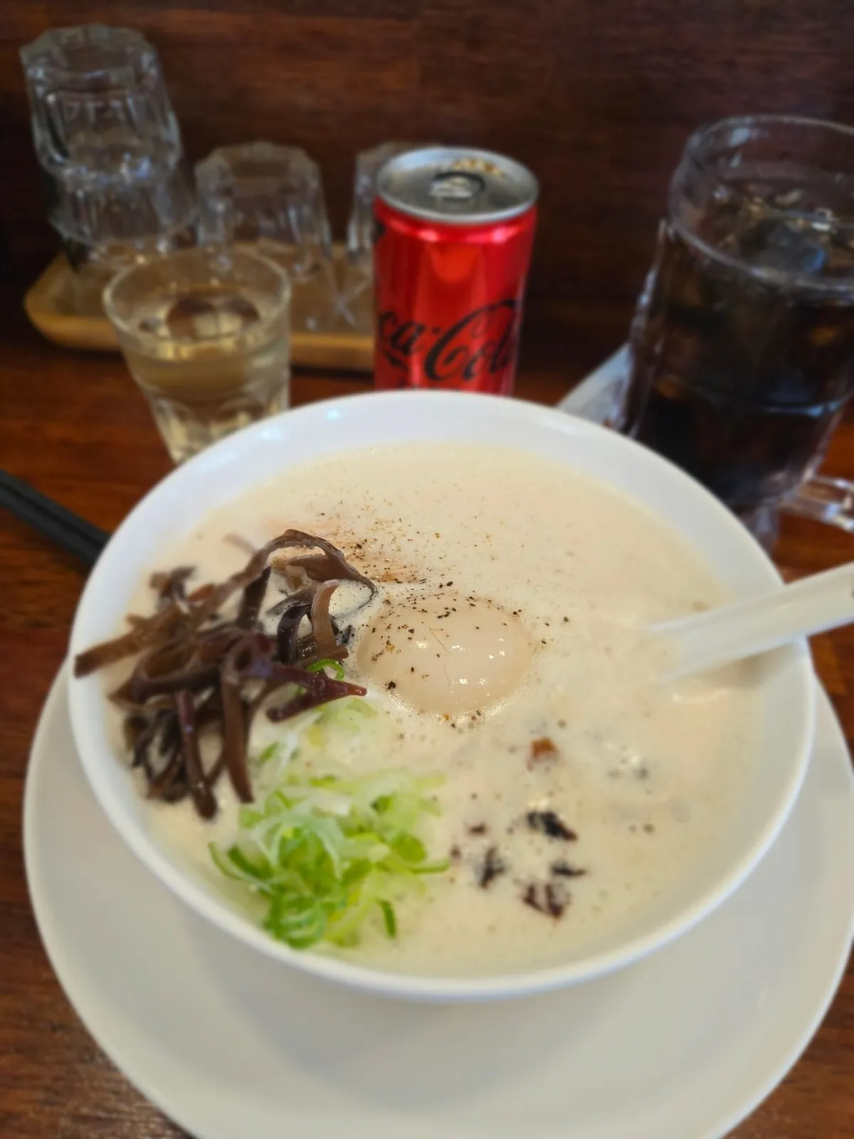 A bowl of tori paitan topped with chashu