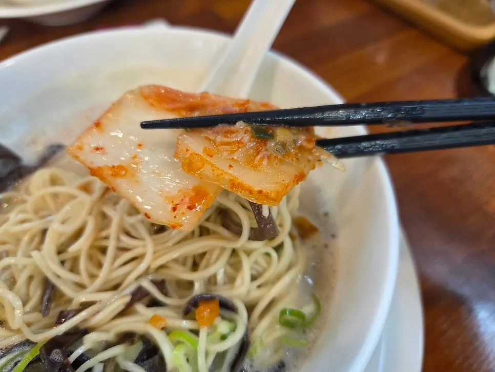 Kimchi served alongside the ramen