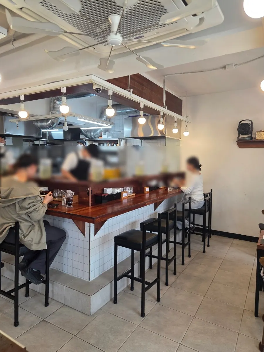 View of the restaurant interior from the dachi bar seat