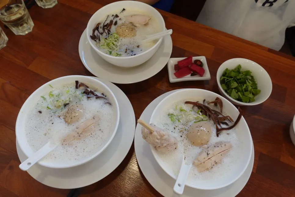 Tori paitan ramen served at the table