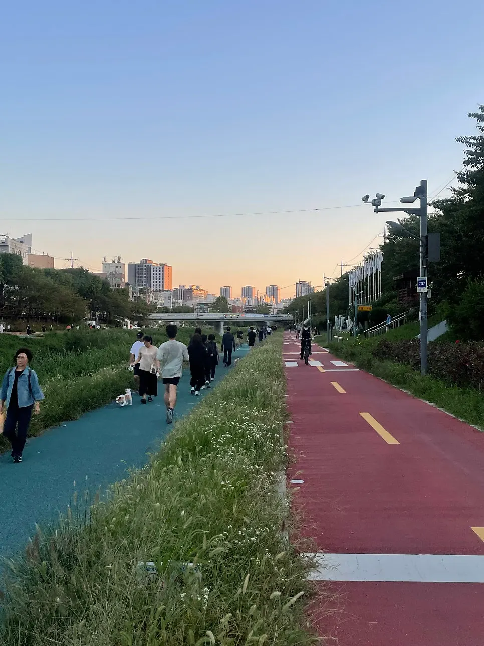 View of Bulgwangcheon stream walking down from Eunam Station Exit 2
