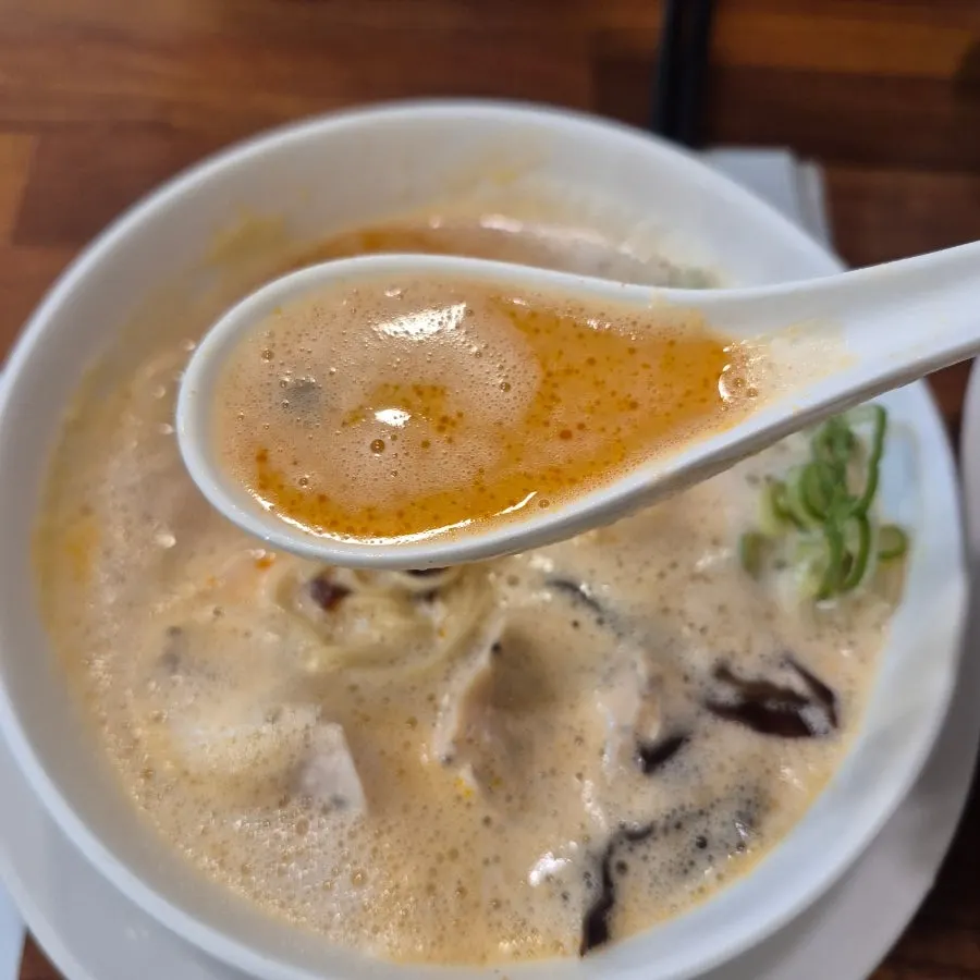 The rich broth of kara paitan ramen
