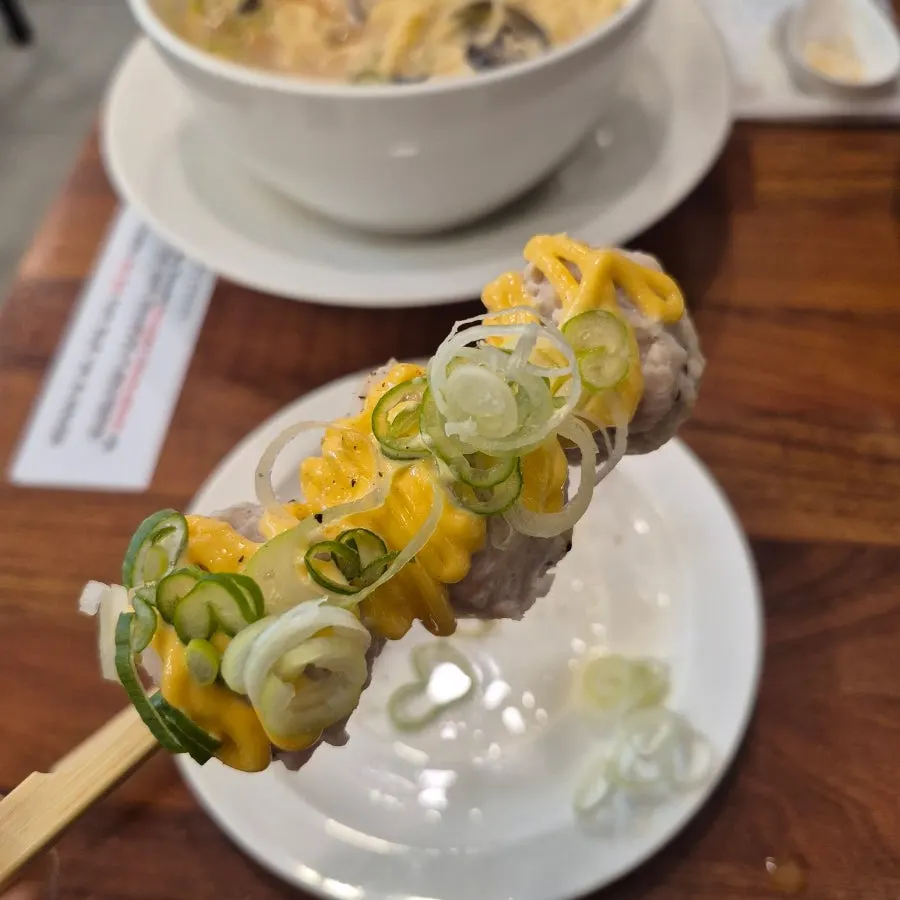 Tsukune topped with mayonnaise sauce