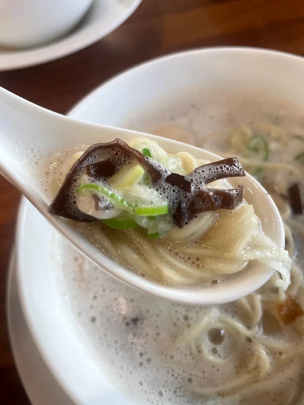 Close-up of the brown topping on the ramen