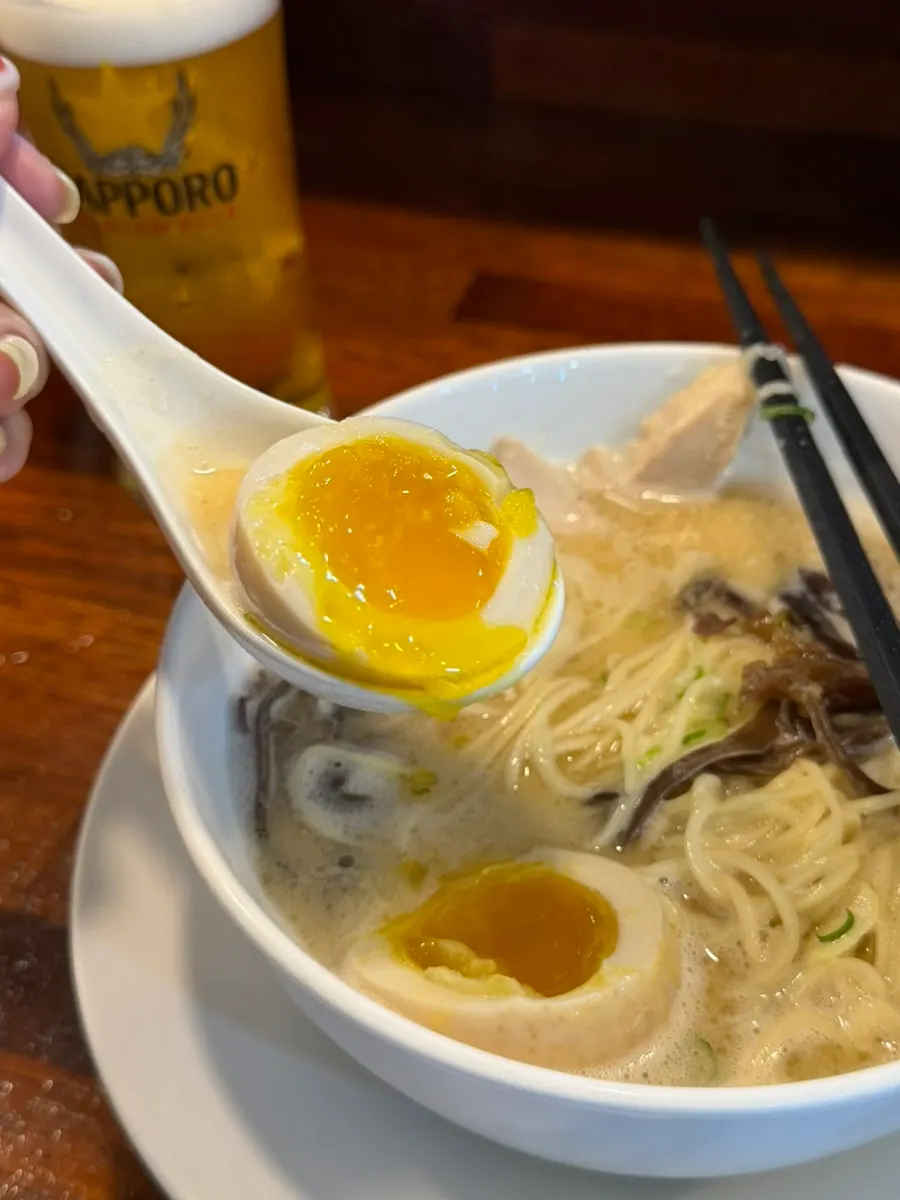 Tori paitan showing the broth-and-noodle combination