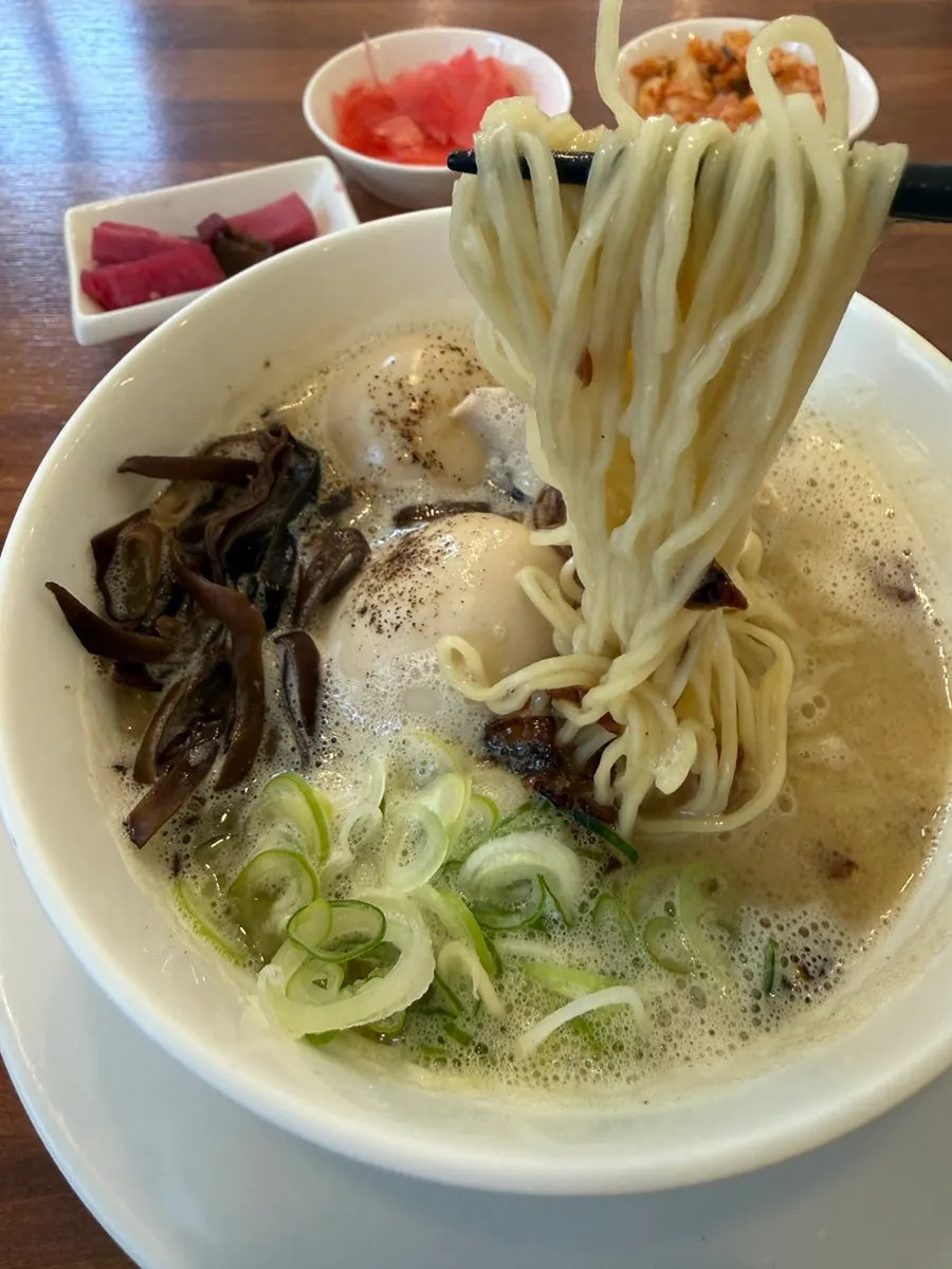 Close-up of firm-textured ramen noodles