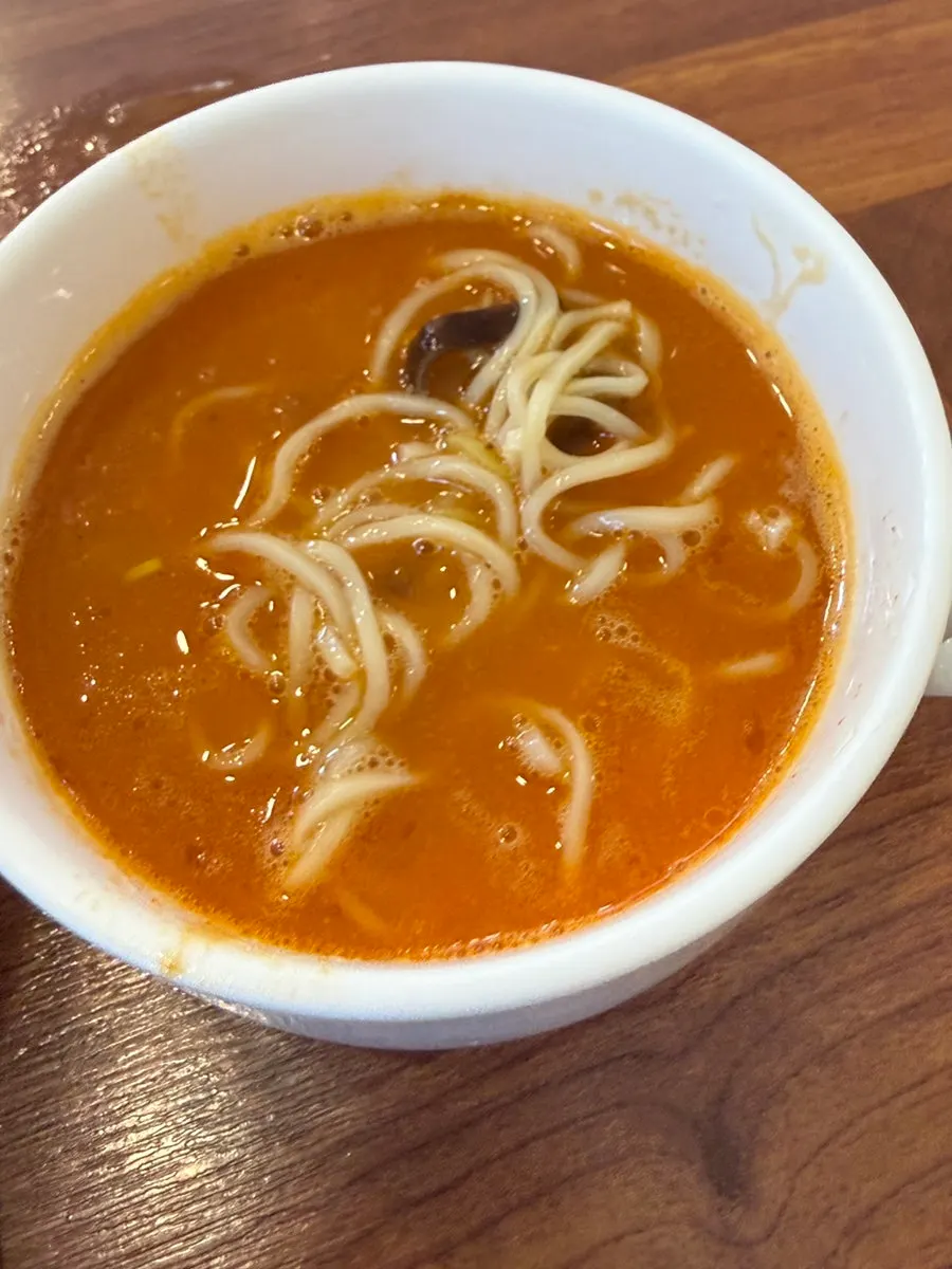 Leftover noodles moved into the kara paitan broth