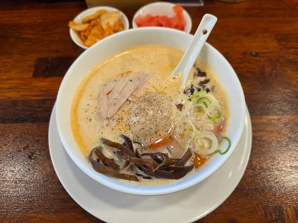 Kara paitan ramen with its reddish broth