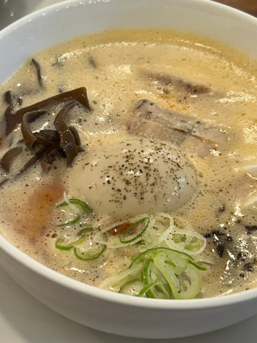 Kara paitan ramen topped with spicy chili paste