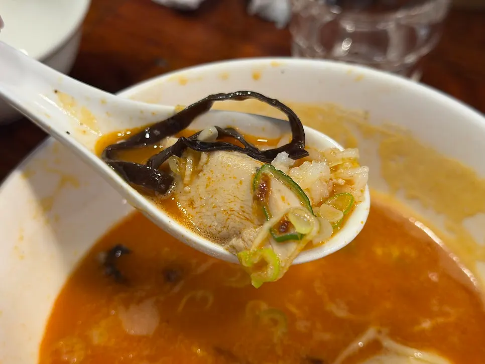 Rice mixed into the kara paitan broth